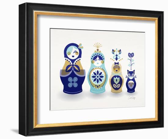 Blue and Gold Russian Dolls-Cat Coquillette-Framed Giclee Print