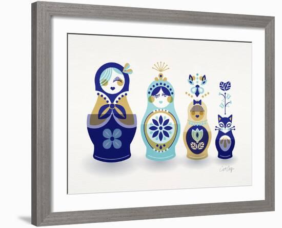 Blue and Gold Russian Dolls-Cat Coquillette-Framed Giclee Print