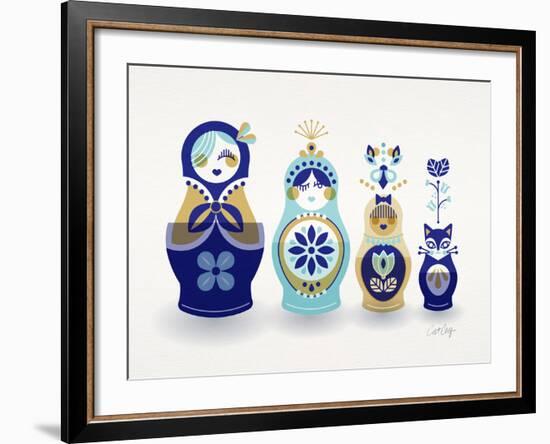 Blue and Gold Russian Dolls-Cat Coquillette-Framed Giclee Print