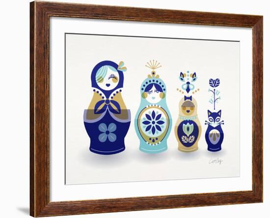 Blue and Gold Russian Dolls-Cat Coquillette-Framed Giclee Print