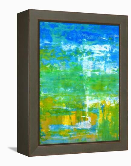 Blue and Green Abstract Art Painting-T30Gallery-Framed Stretched Canvas