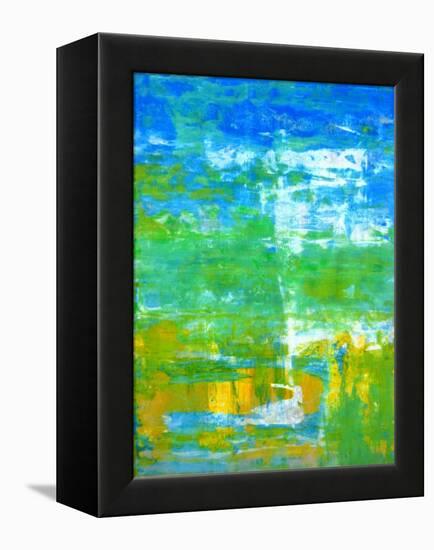 Blue and Green Abstract Art Painting-T30Gallery-Framed Stretched Canvas