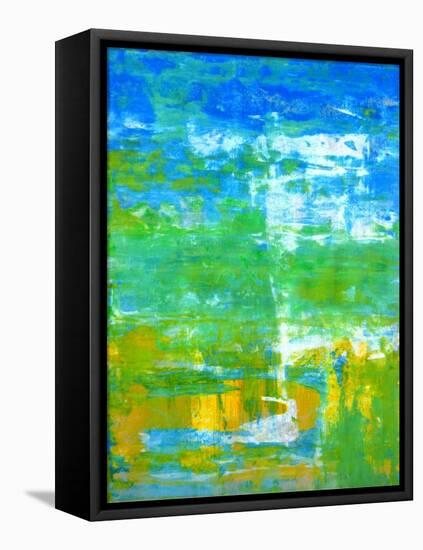 Blue and Green Abstract Art Painting-T30Gallery-Framed Stretched Canvas