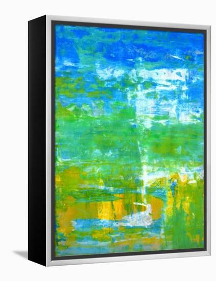 Blue and Green Abstract Art Painting-T30Gallery-Framed Stretched Canvas