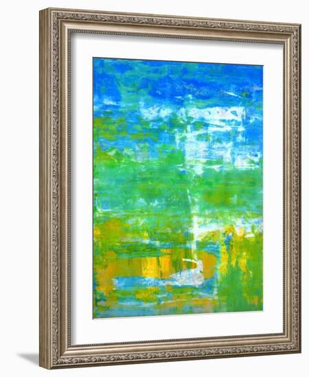 Blue and Green Abstract Art Painting-T30Gallery-Framed Art Print