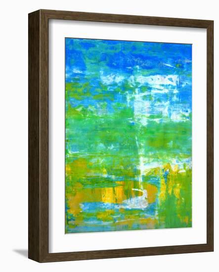 Blue and Green Abstract Art Painting-T30Gallery-Framed Art Print