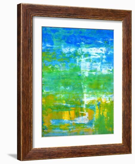 Blue and Green Abstract Art Painting-T30Gallery-Framed Art Print