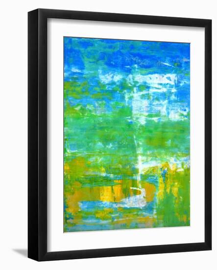 Blue and Green Abstract Art Painting-T30Gallery-Framed Art Print