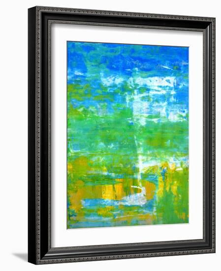 Blue and Green Abstract Art Painting-T30Gallery-Framed Art Print