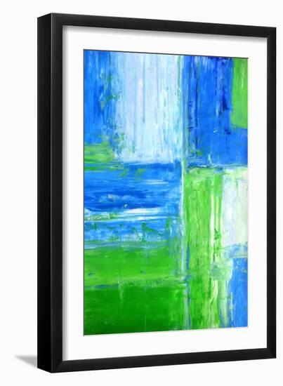 Blue and Green Abstract Art Painting-T30Gallery-Framed Art Print