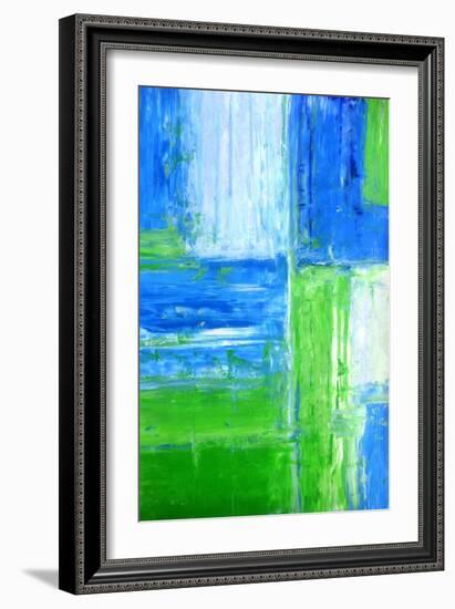 Blue and Green Abstract Art Painting-T30Gallery-Framed Art Print