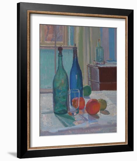 Blue and Green Bottles and Oranges-Spencer Frederick Gore-Framed Premium Giclee Print