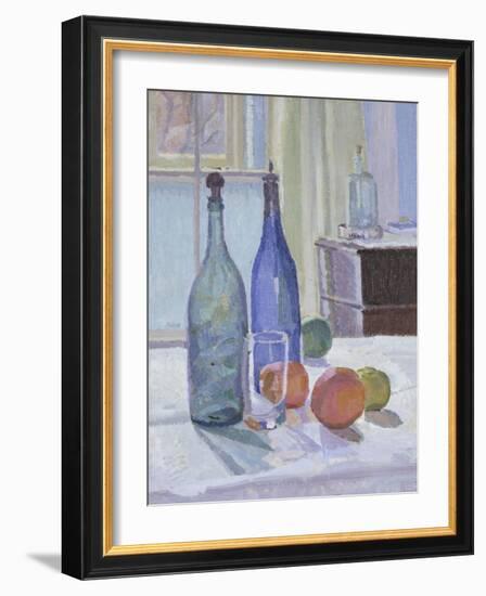 Blue and Green Bottles and Oranges-Spencer Frederick Gore-Framed Giclee Print