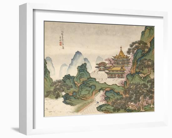 Blue and Green Landscapes-Li Qing-Framed Giclee Print