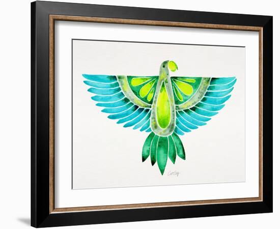 Blue and Green Parrot-Cat Coquillette-Framed Art Print