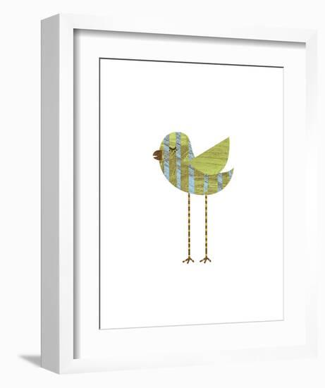 Blue and Green Striped Bird-John W^ Golden-Framed Art Print