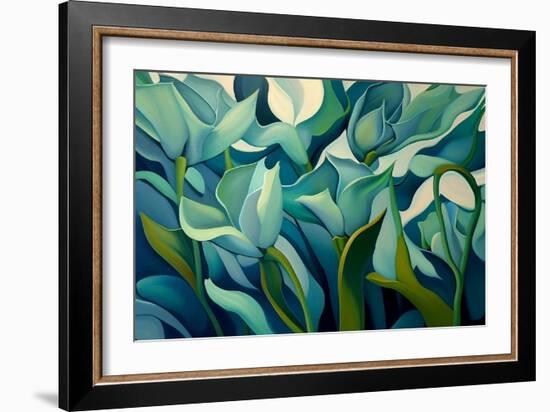 Blue and Green Tulips-Lea Faucher-Framed Art Print
