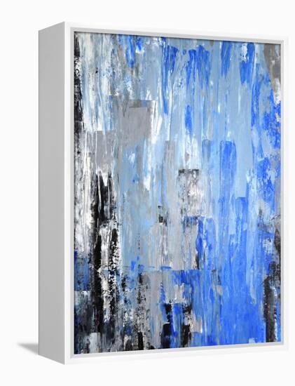 Blue And Grey Abstract Art Painting-T30Gallery-Framed Stretched Canvas