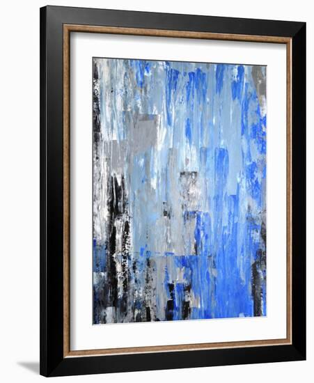 Blue And Grey Abstract Art Painting-T30Gallery-Framed Art Print