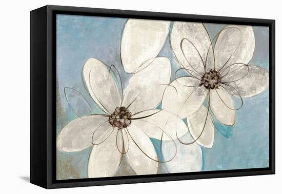 Blue and Neutral Floral-Silvia Vassileva-Framed Stretched Canvas