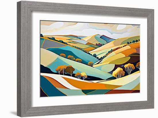 Blue and Ochre Hills-Avril Anouilh-Framed Art Print