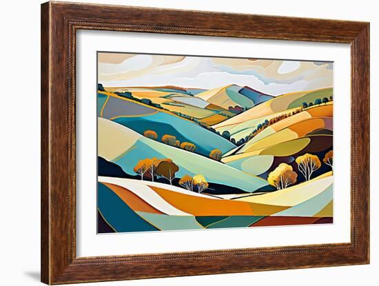 Blue and Ochre Hills-Avril Anouilh-Framed Art Print