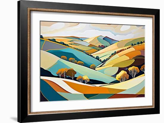 Blue and Ochre Hills-Avril Anouilh-Framed Art Print