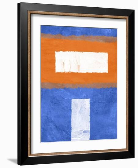 Blue and Orange Abstract Theme 2-NaxArt-Framed Art Print