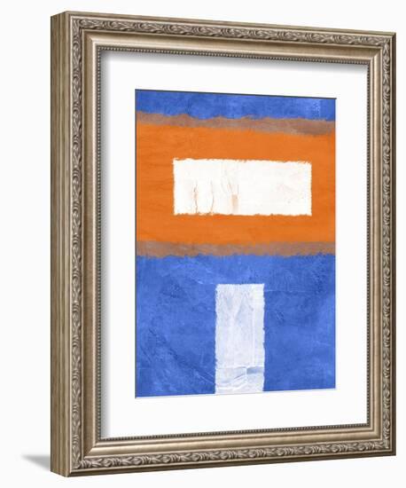 Blue and Orange Abstract Theme 2-NaxArt-Framed Art Print