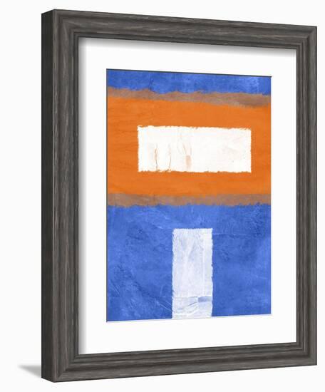 Blue and Orange Abstract Theme 2-NaxArt-Framed Art Print