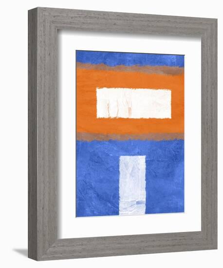 Blue and Orange Abstract Theme 2-NaxArt-Framed Art Print