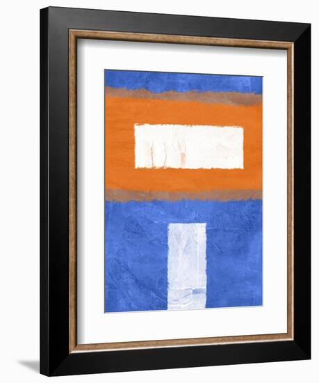 Blue and Orange Abstract Theme 2-NaxArt-Framed Art Print