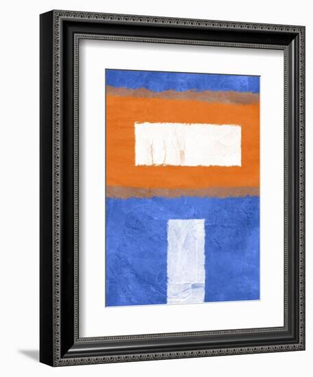 Blue and Orange Abstract Theme 2-NaxArt-Framed Art Print