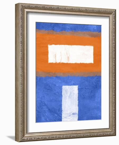 Blue and Orange Abstract Theme 2-NaxArt-Framed Art Print