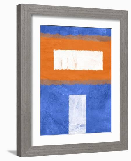 Blue and Orange Abstract Theme 2-NaxArt-Framed Art Print