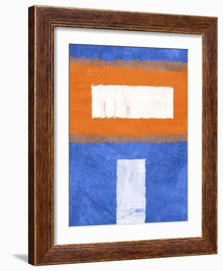 Blue and Orange Abstract Theme 2-NaxArt-Framed Art Print