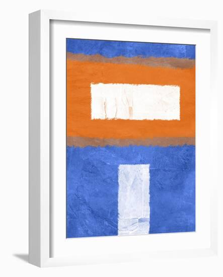 Blue and Orange Abstract Theme 2-NaxArt-Framed Art Print