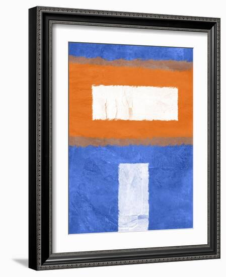 Blue and Orange Abstract Theme 2-NaxArt-Framed Art Print