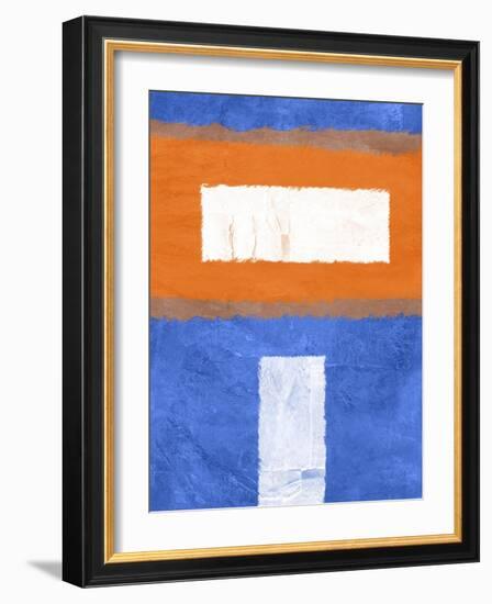 Blue and Orange Abstract Theme 2-NaxArt-Framed Art Print