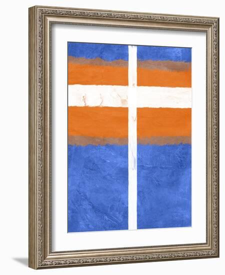 Blue and Orange Abstract Theme 3-NaxArt-Framed Art Print