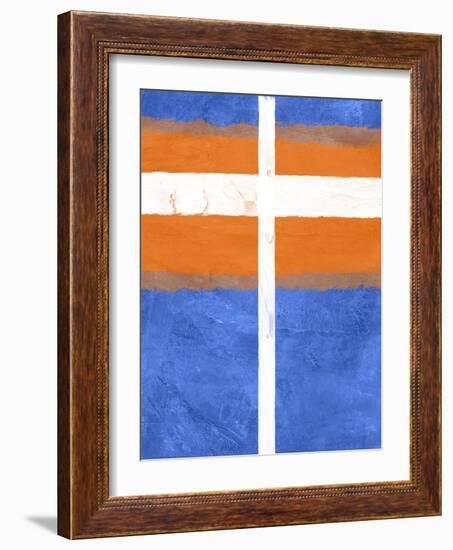 Blue and Orange Abstract Theme 3-NaxArt-Framed Art Print