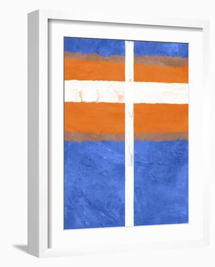 Blue and Orange Abstract Theme 3-NaxArt-Framed Art Print