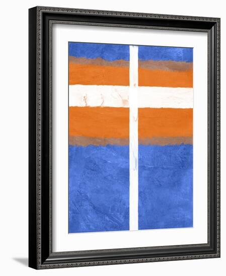 Blue and Orange Abstract Theme 3-NaxArt-Framed Art Print