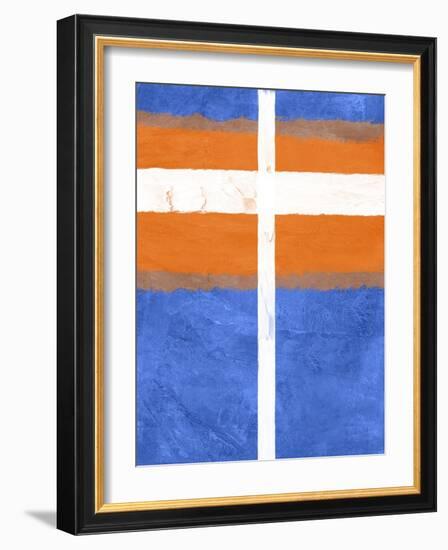 Blue and Orange Abstract Theme 3-NaxArt-Framed Art Print