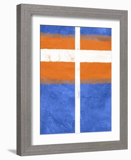 Blue and Orange Abstract Theme 3-NaxArt-Framed Art Print