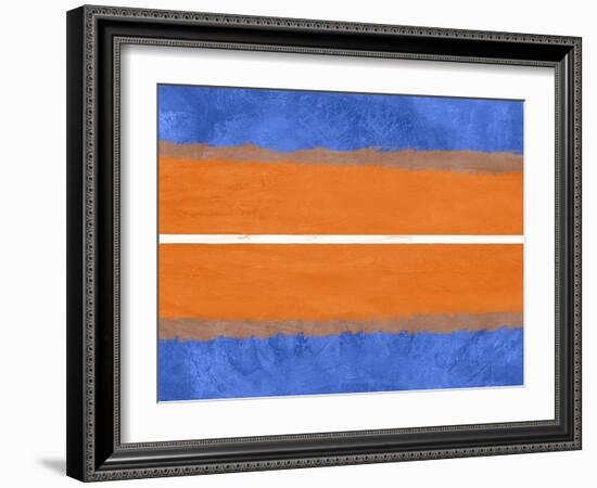 Blue and Orange Abstract Theme 4-NaxArt-Framed Art Print