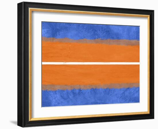 Blue and Orange Abstract Theme 4-NaxArt-Framed Art Print