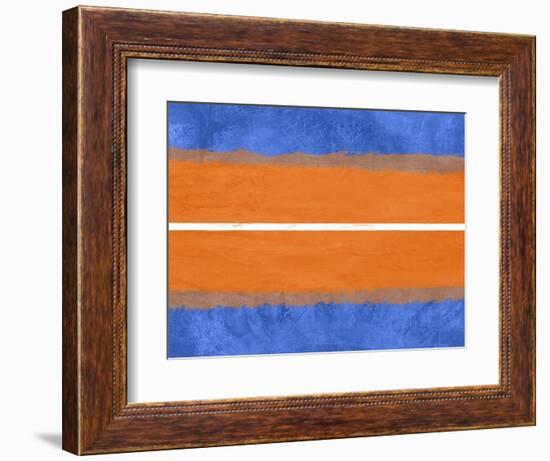 Blue and Orange Abstract Theme 4-NaxArt-Framed Art Print