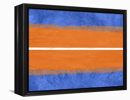 Blue and Orange Abstract Theme 4-NaxArt-Framed Stretched Canvas