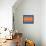 Blue and Orange Abstract Theme 4-NaxArt-Framed Stretched Canvas displayed on a wall